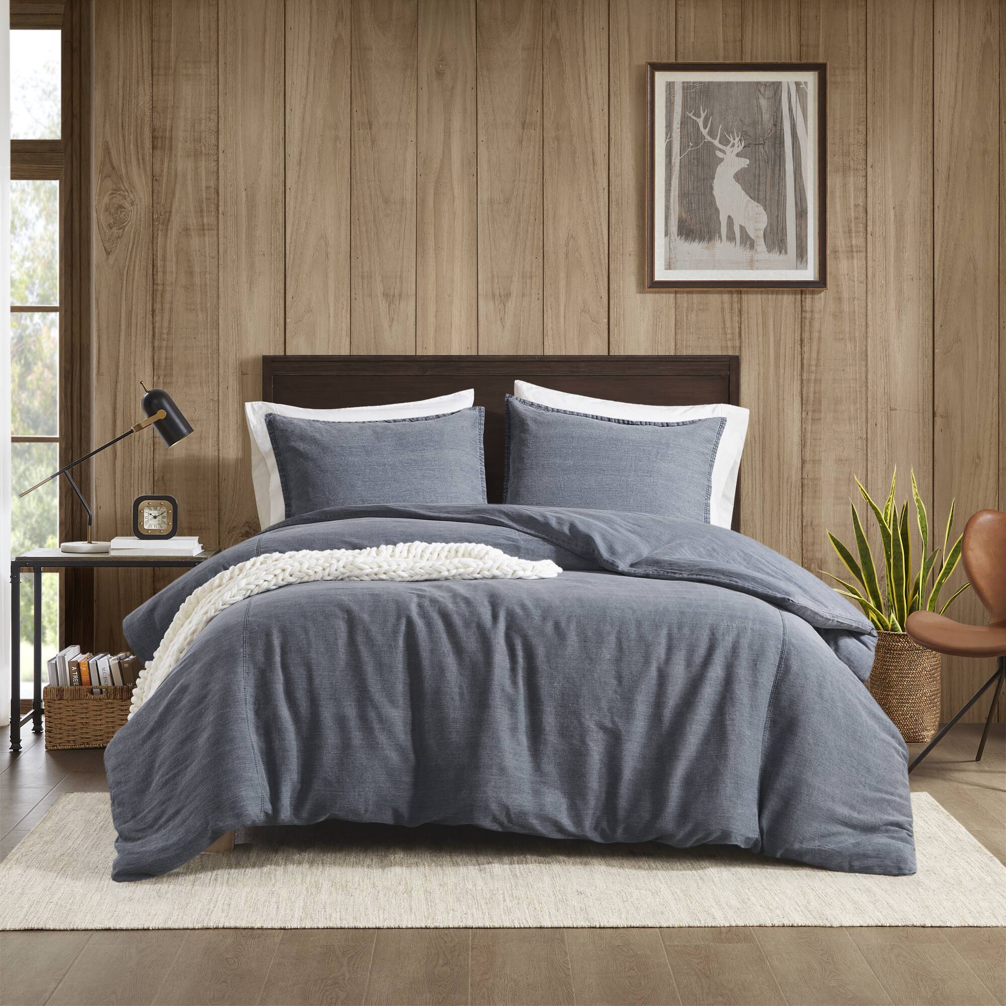 Mckenzie - 3 Piece Full/Queen Twill Washed Duvet Set - Blue