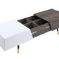 ACME Orion Coffee Table, White High Gloss & Rustic Oak 84680