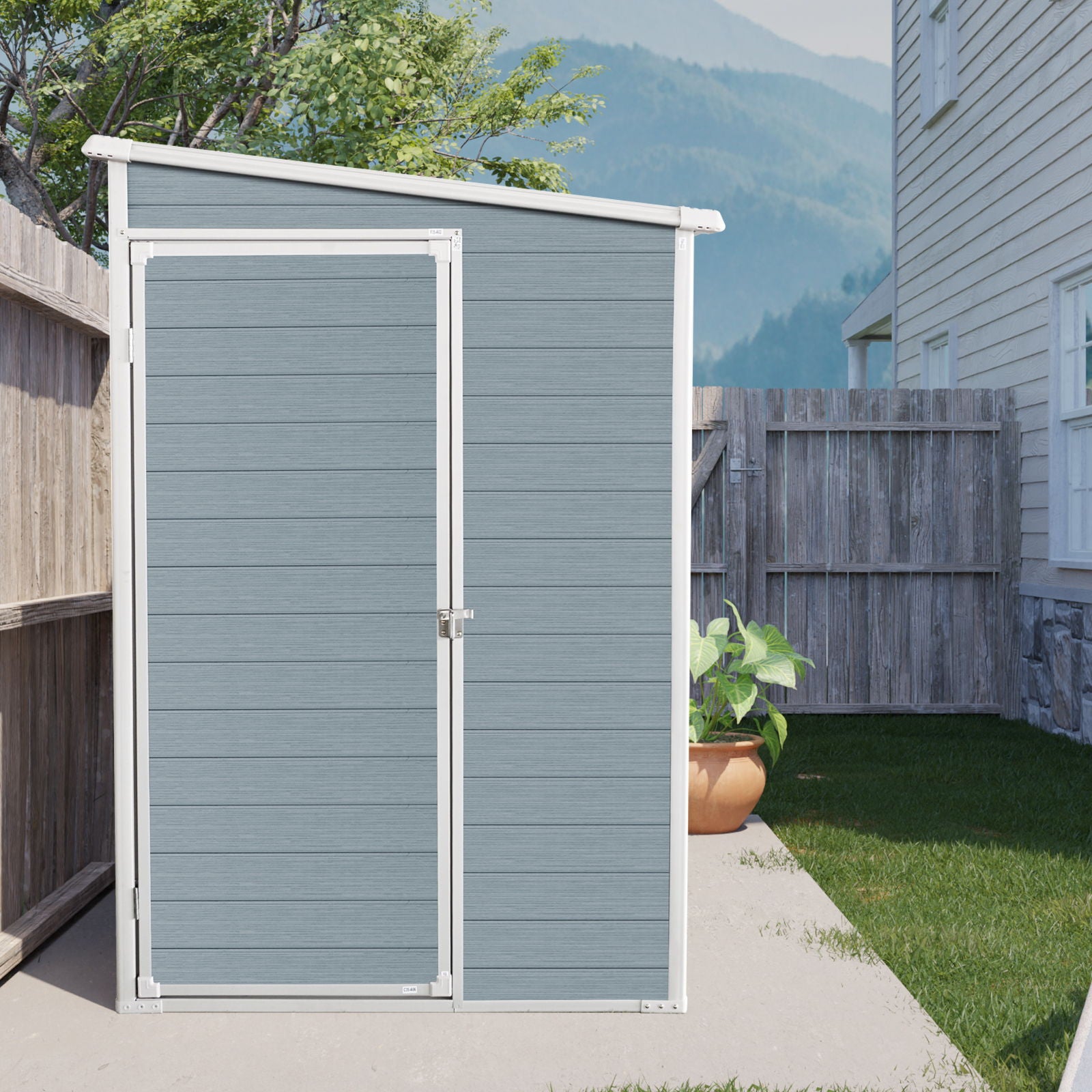 Outdoor Storage Shed With Floor Resin Shed With Two-Window, Waterproof, Lockable Doors For Patio, Yard, Lawn