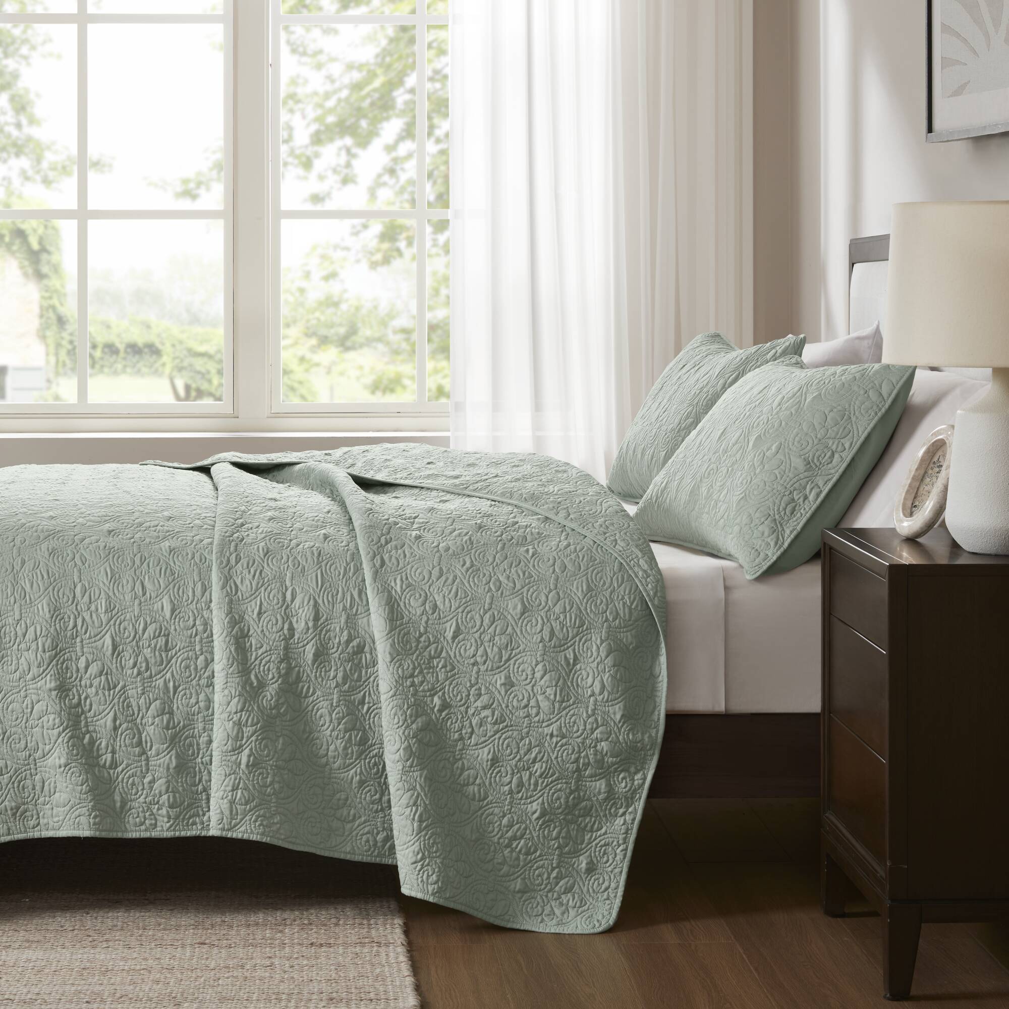 Quebec - Reversible Coverlet Set - Seafoam