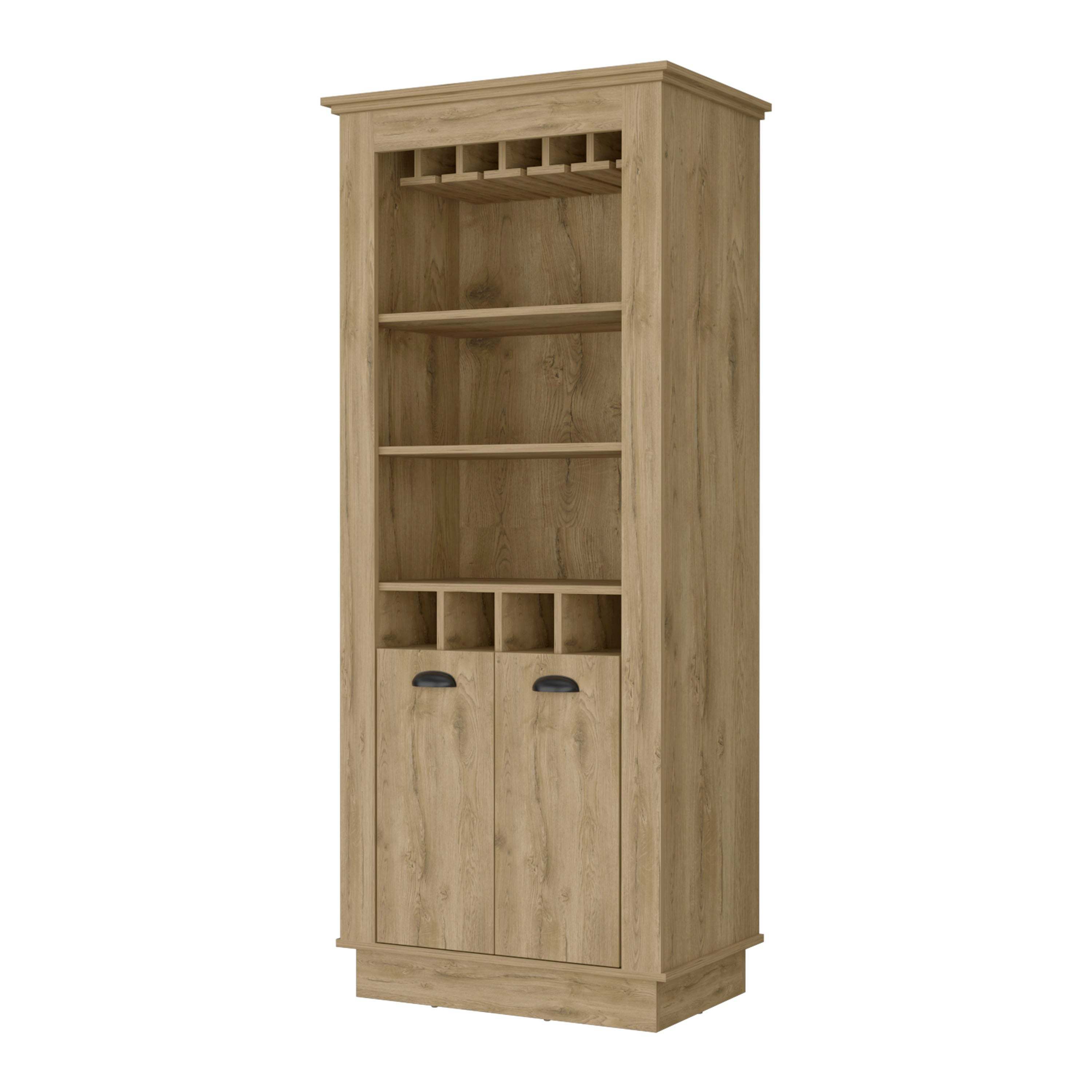 Tyler Macadamia 4-Built In Wine Rack Bar Cabinet