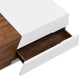 Modern Extendable Sliding Top Coffee Table with Storage in White&Walnut