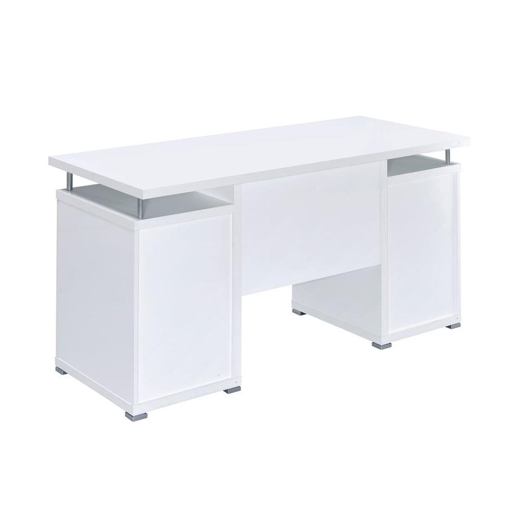 Computer Desk with 2 Drawers and Cabinet in White