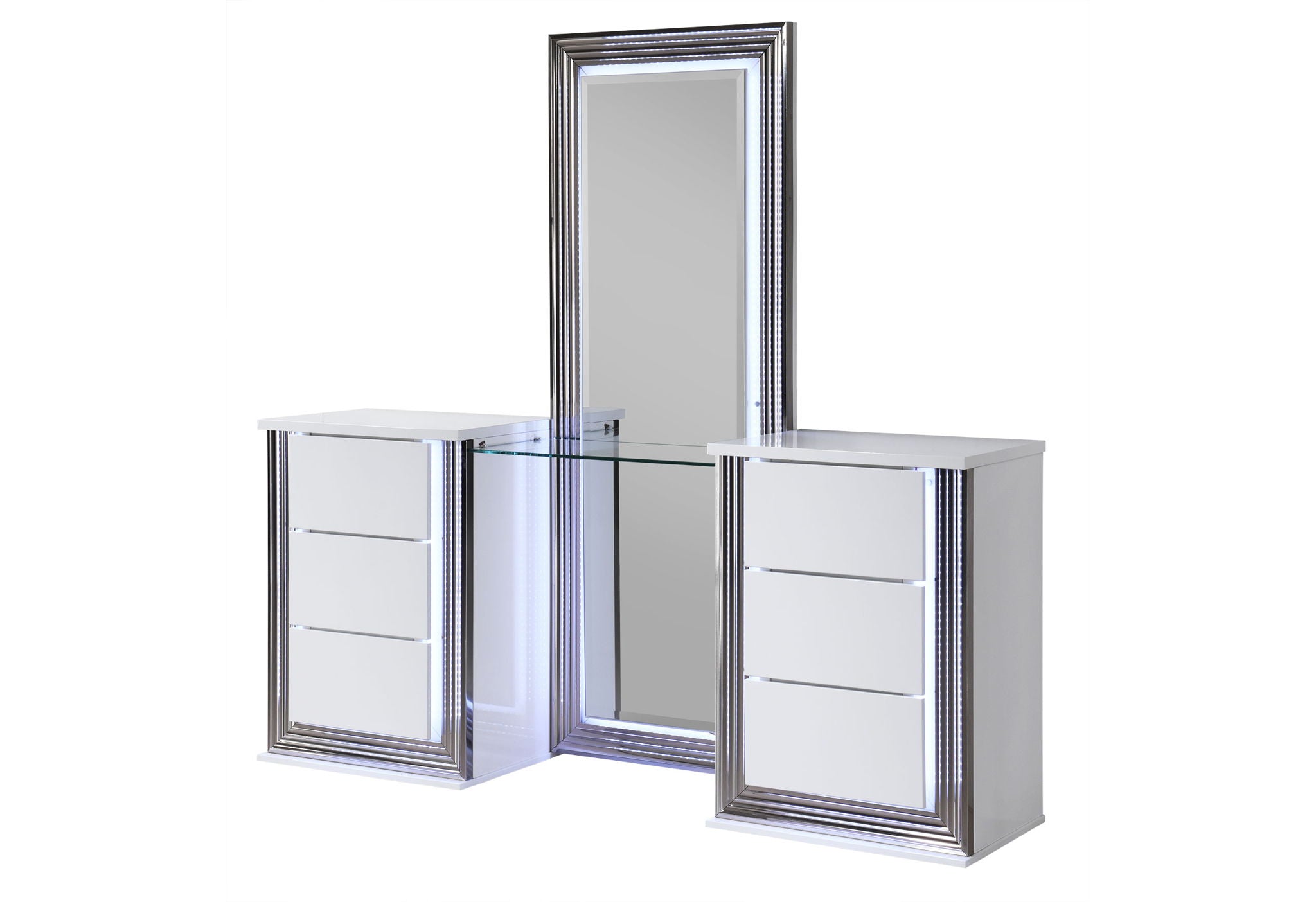 Ylime - RAF Vanity Dresser With LED - Smooth White