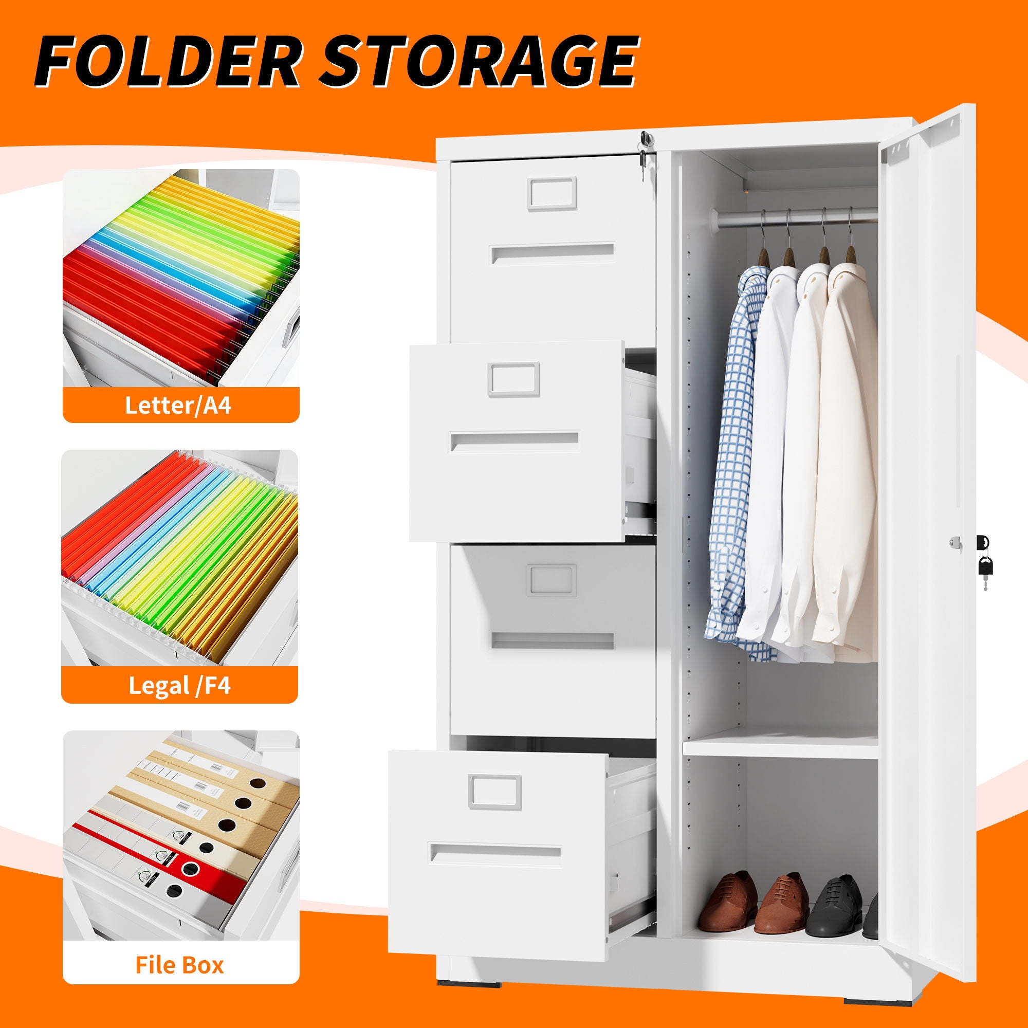 Storage Vertical Filing Cabinet With Lock