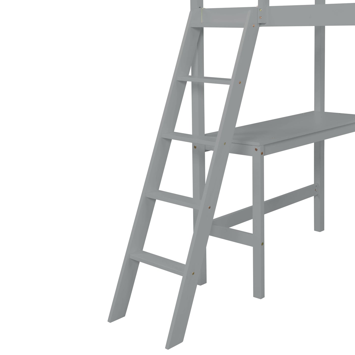 Loft Bed Twin with desk,ladder,shelves , Grey