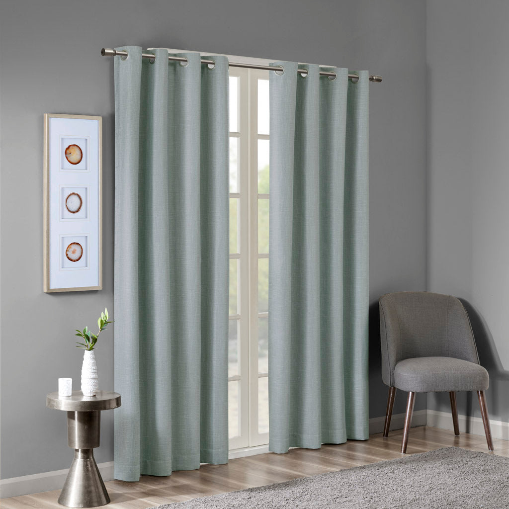 Printed Heathered Blackout Grommet Top Curtain Panel