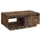 Rustic Oak Coffee Table with Sliding Barn Door