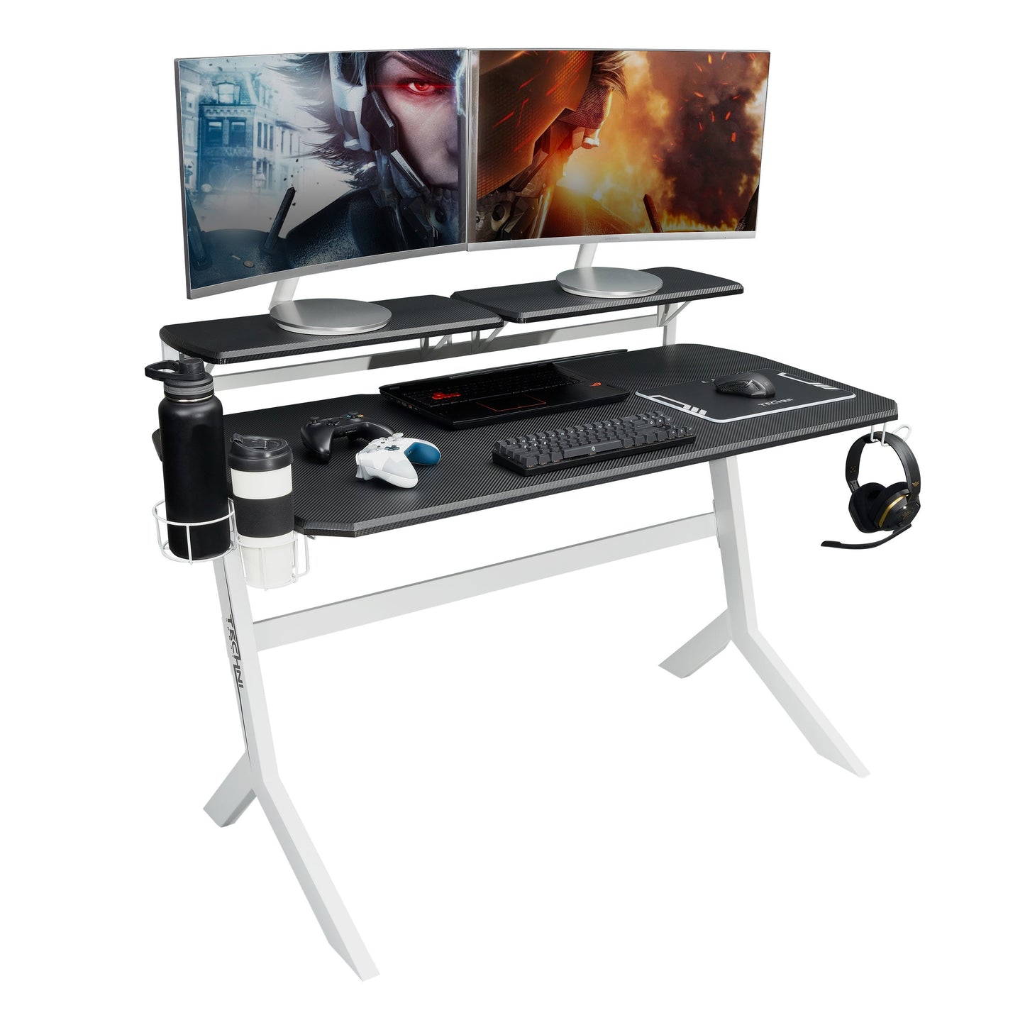 Techni Sport White Stryker Gaming Desk, White