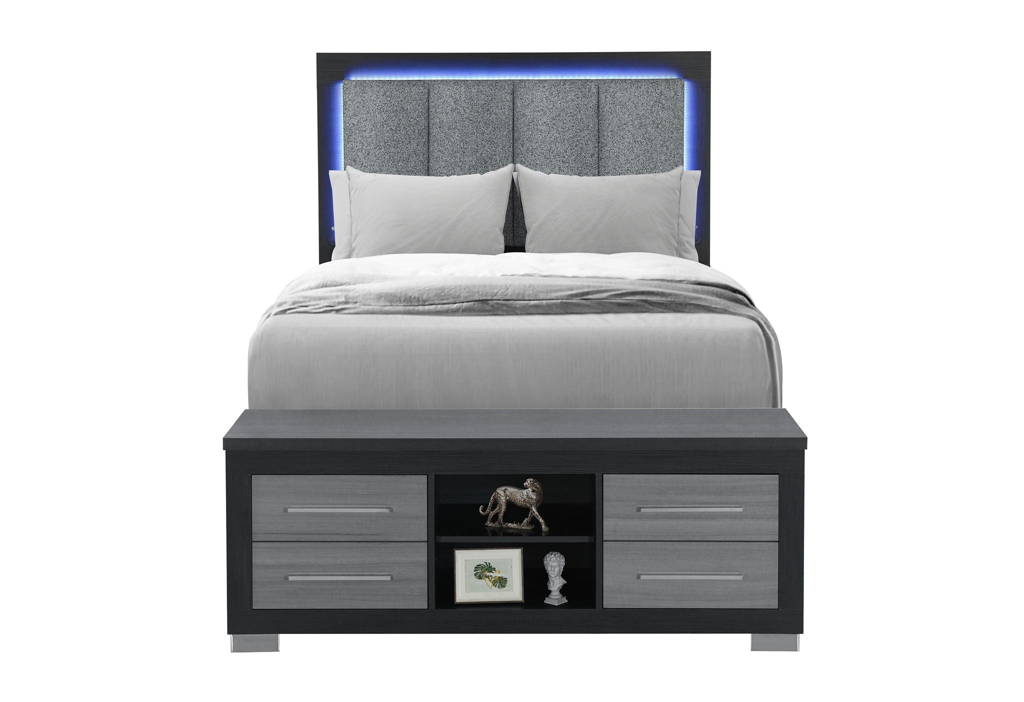 Emma - Full Bed Footboard And Slats - Gray / Black