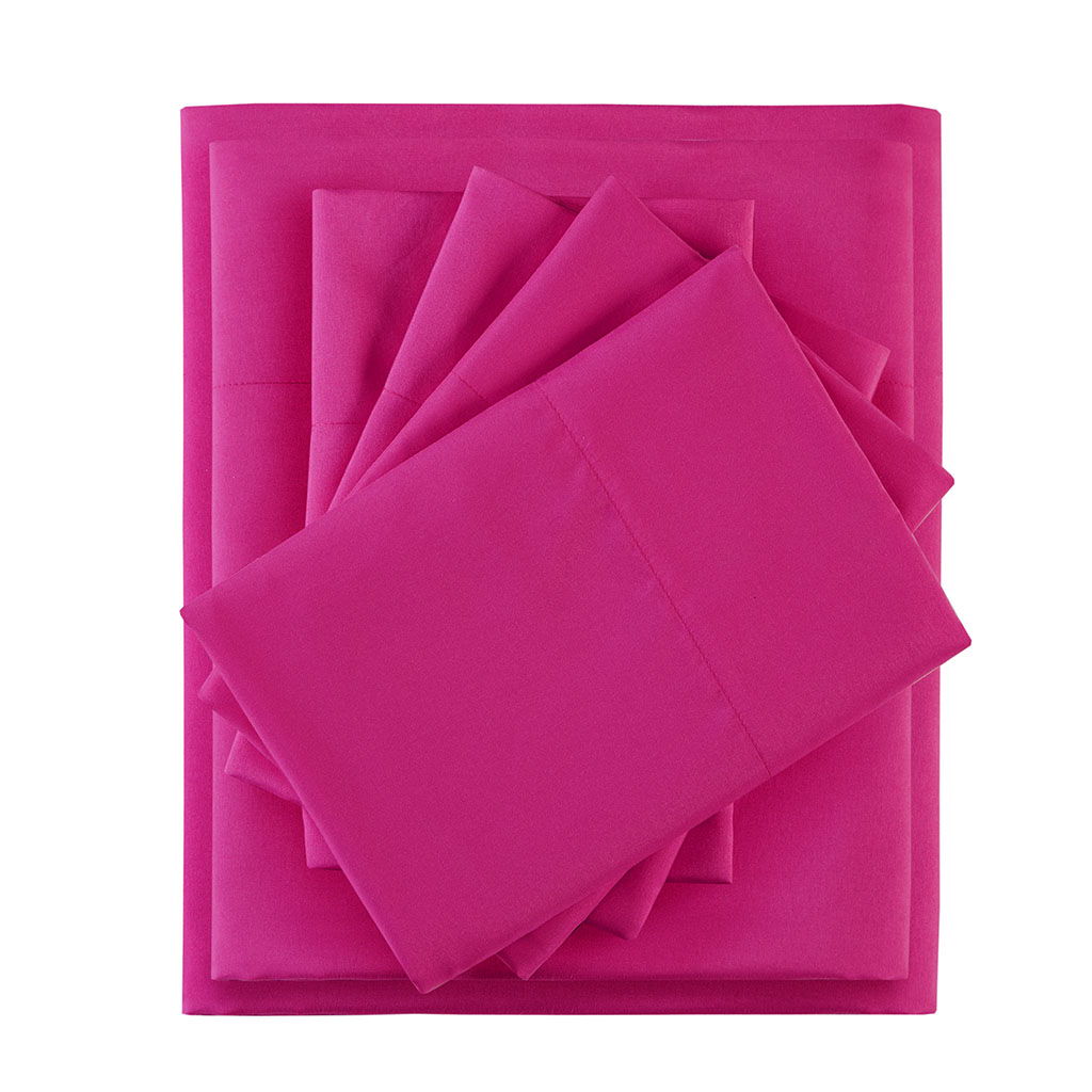 Microfiber - Queen Sheet Set With Side Storage Pockets - Pink