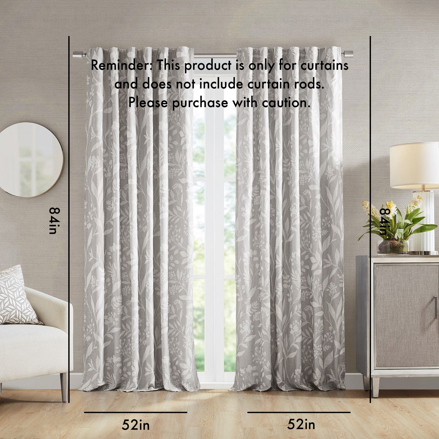 Floral Curtain Panel (Single)