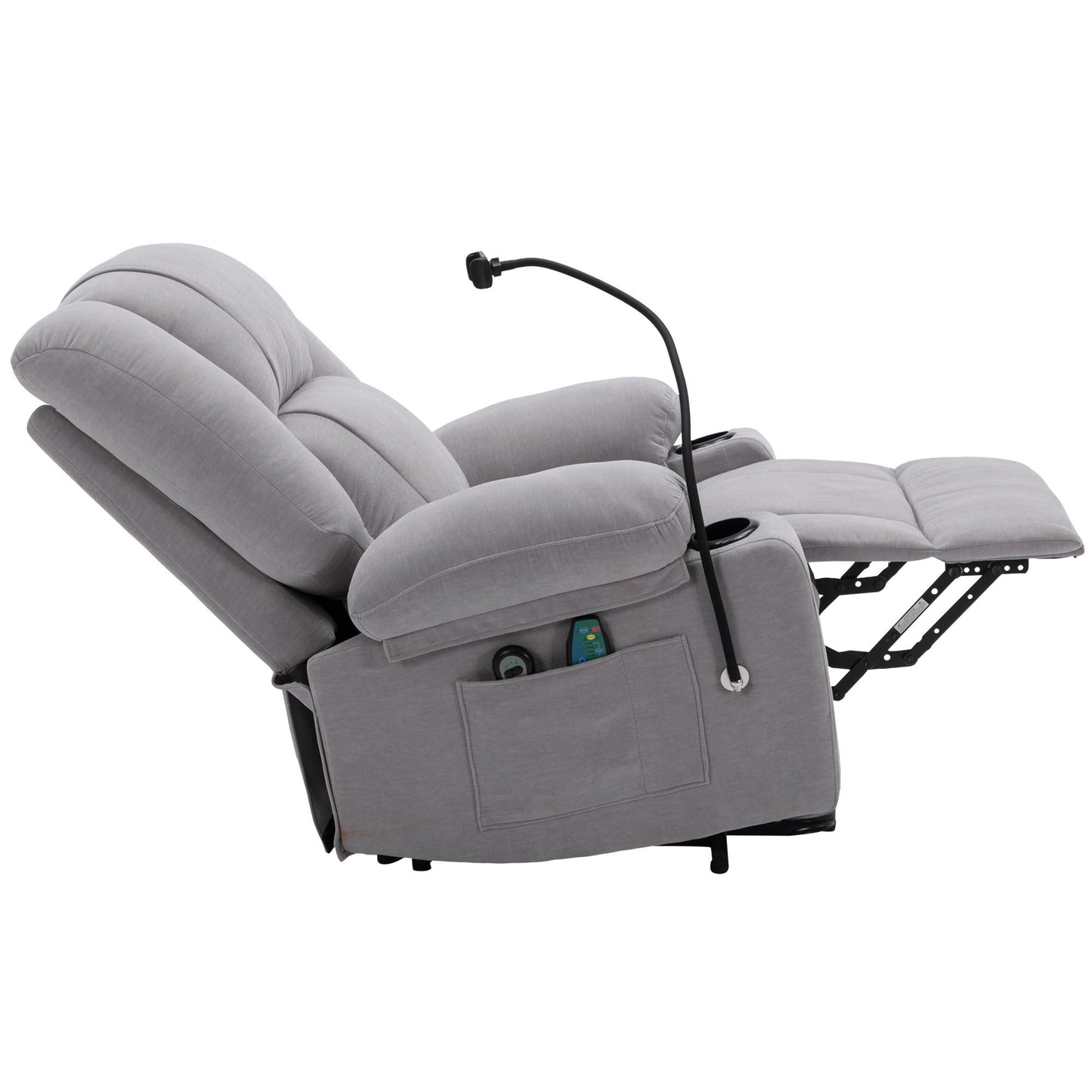 Power Lift Recliner Chair Electric Recliner for Elderly Recliner Chair with Massage and Heating Functions, Remote, Phone Holder Side Pockets and Cup Holders for Living Room, Grey