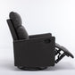 038-Cotton Linen Fabric Swivel Rocking Chair Glider Rocker Recliner Nursery Chair With Adjustable Back And Footrest For Living Room Indoor,Dark Gray