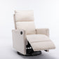 038-Cotton Linen Fabric Swivel Rocking Chair Glider Rocker Recliner Nursery Chair With Adjustable Back And Footrest For Living Room Indoor,Beige