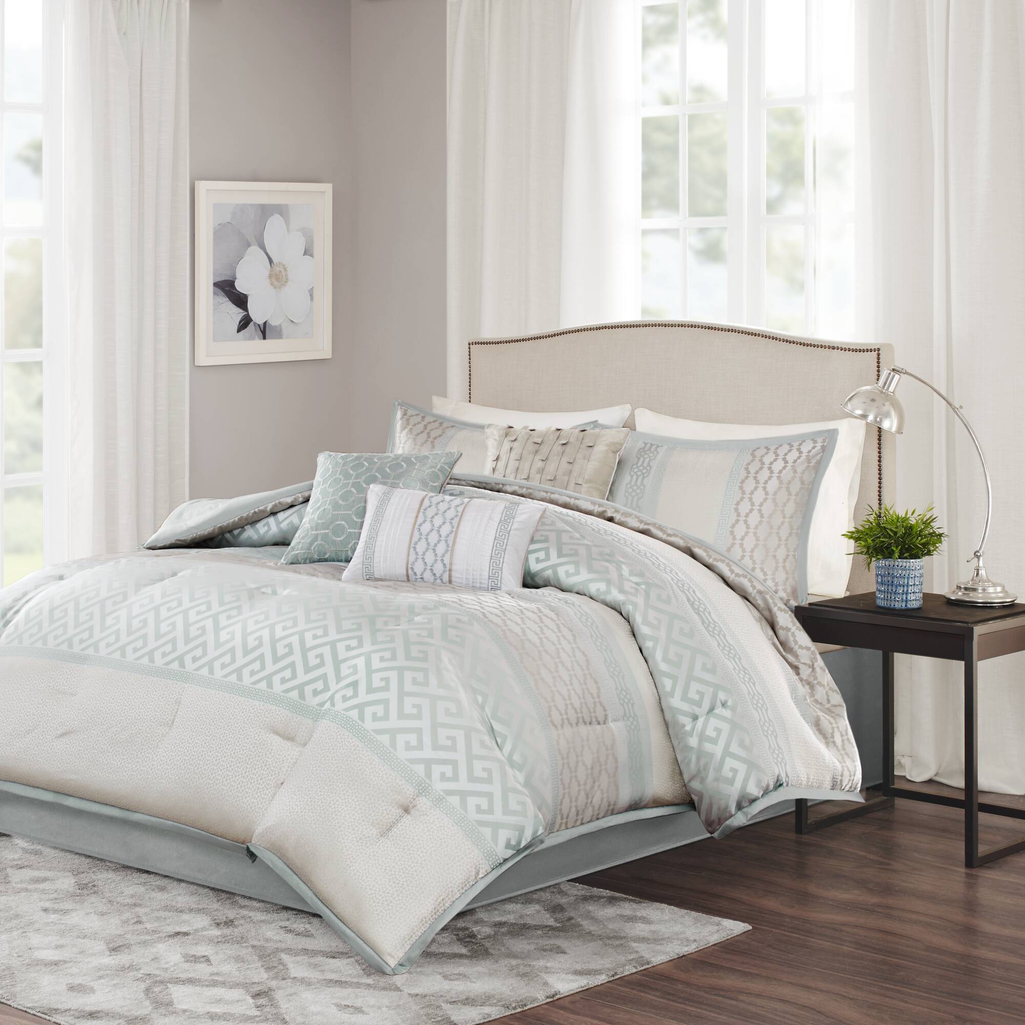 Bennett - Queen Piece Comforter (Set of 7) - Aqua