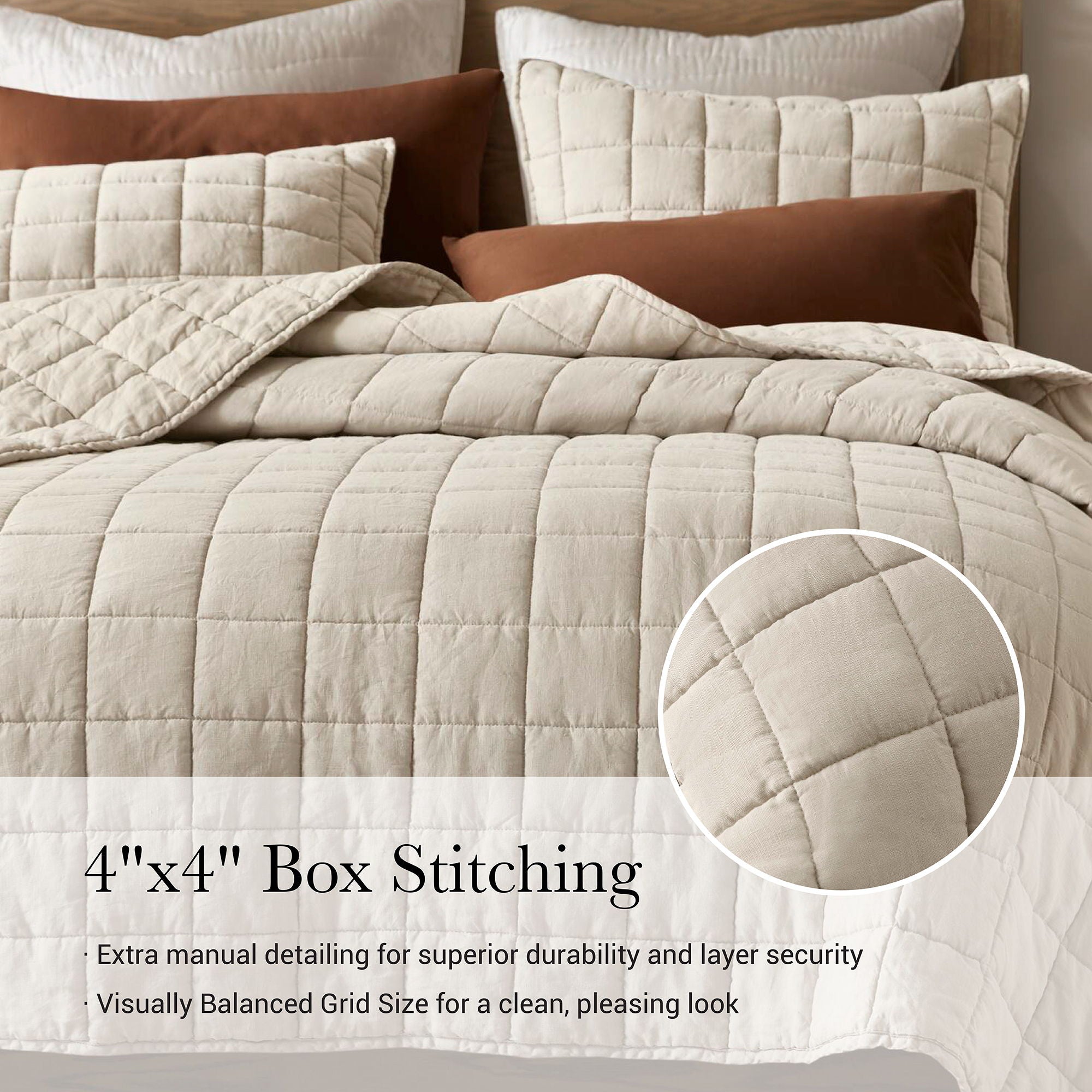 French Flax - Full/Queen Linen Garment Washed Quilt Set - Linen