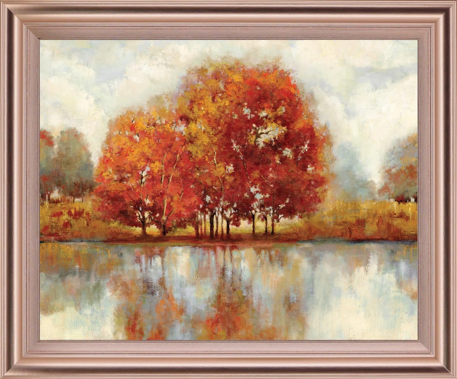 Fiery Grove Reflections - 28" x 34" Framed Wall Art - Orange