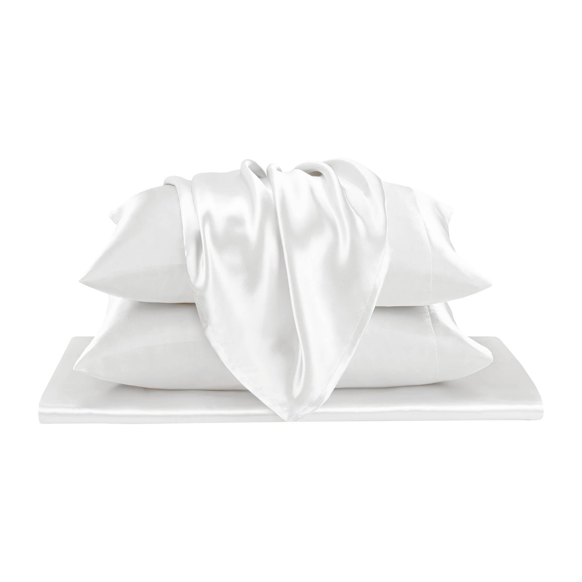 Satin - 4 Piece Twin Luxury Sheet Set - White