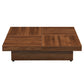 Square Marble Veneer Coffee Table Sliding Top with Storage in Walnut 39.4''