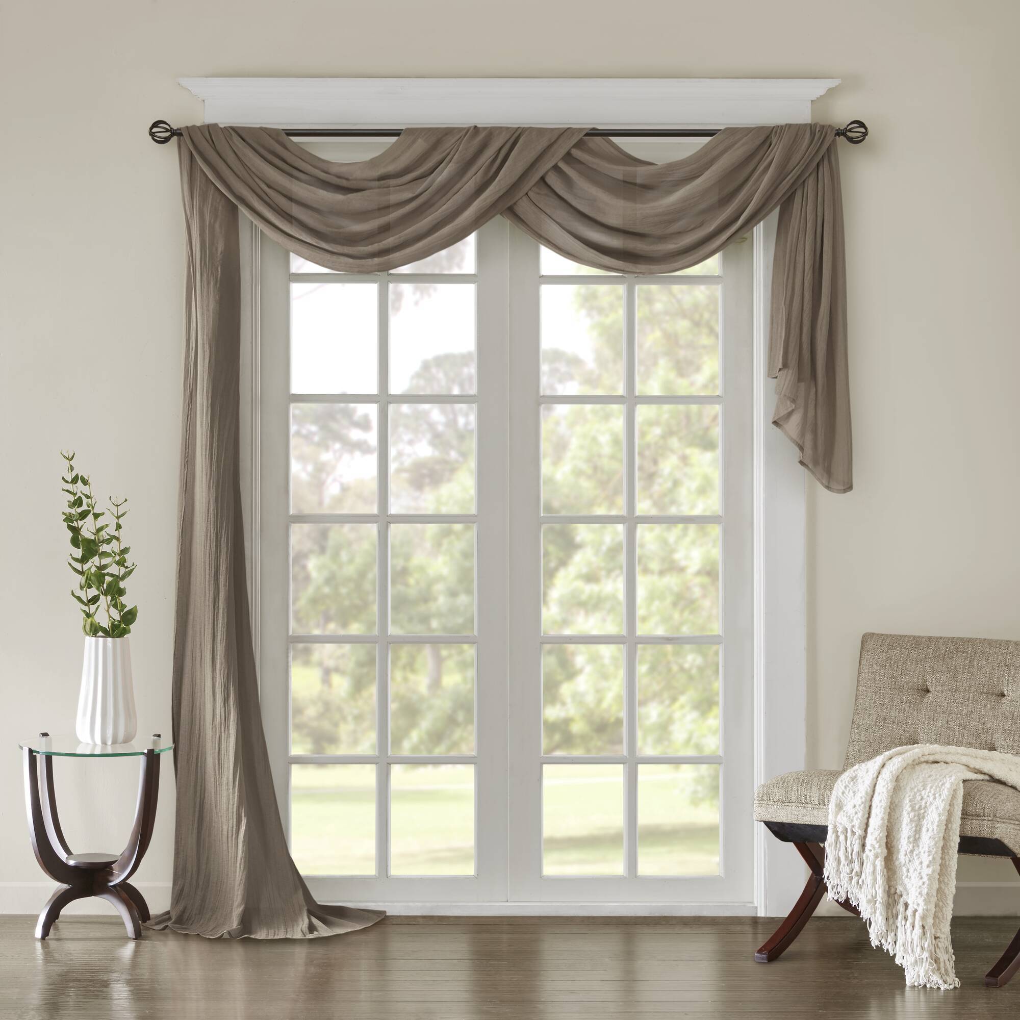 Harper - Solid Crushed Scarf Sheer - Taupe