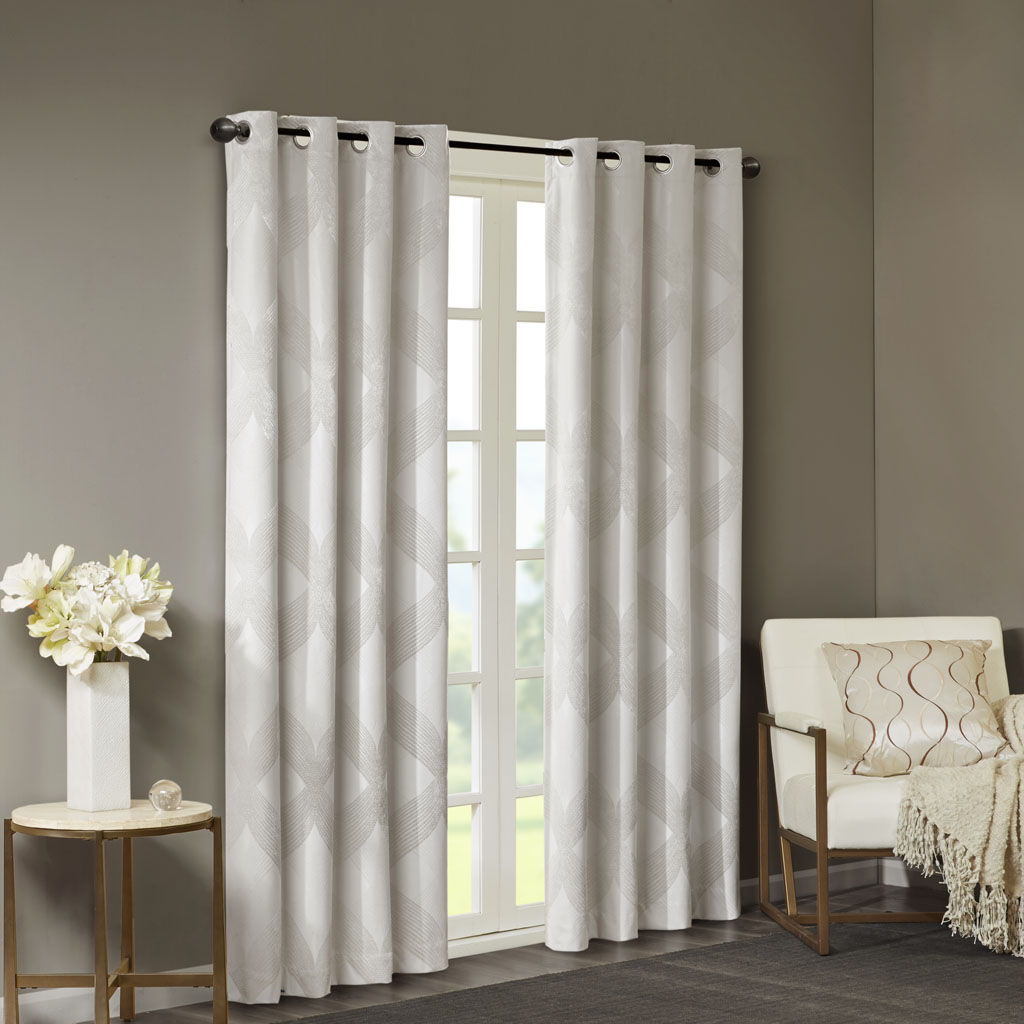 Bentley - 84" Ogee Knitted Total Blackout Panel - Ivory