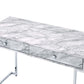 ACME Tigress Writing Desk, White Printed Faux Marble & Chrome Finish 92615