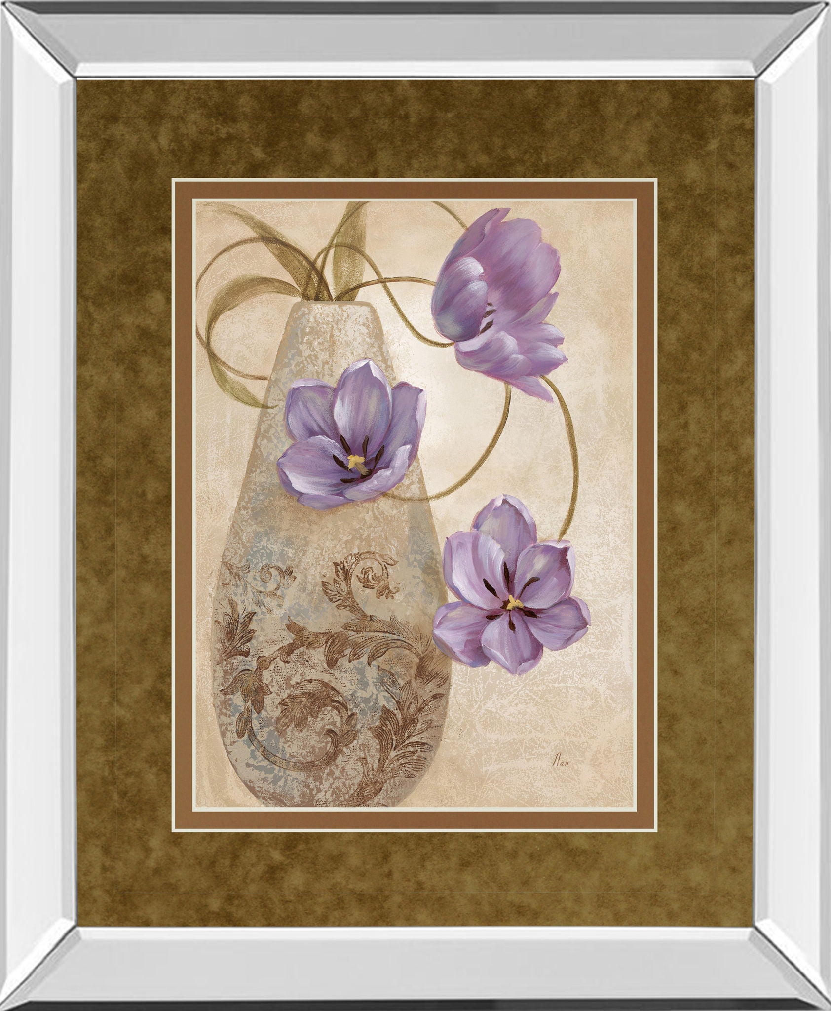 Sophistication I By Nan - Mirror Framed Print Wall Art - Light Brown