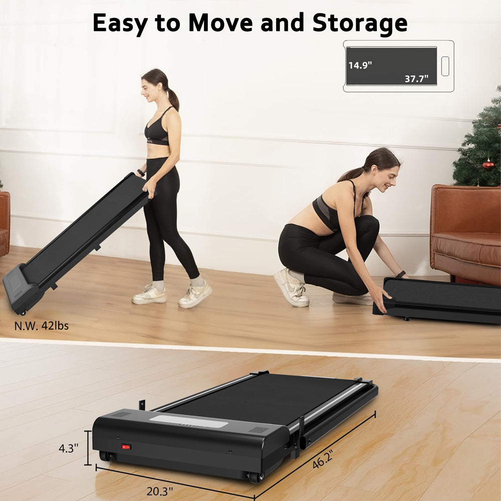 Under Desk Treadmill, Walking Pad, 2 in 1 Portable Treadmill with Handle Remote Control LED Display, Walking Jogging Machine for Home Office Use(265 lbs)