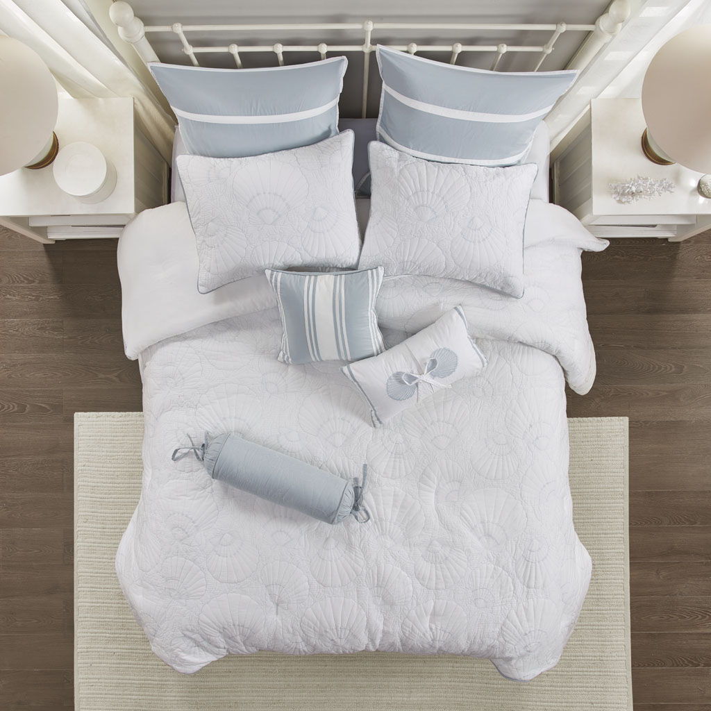 Crystal Beach - Queen - Comforter Set - White