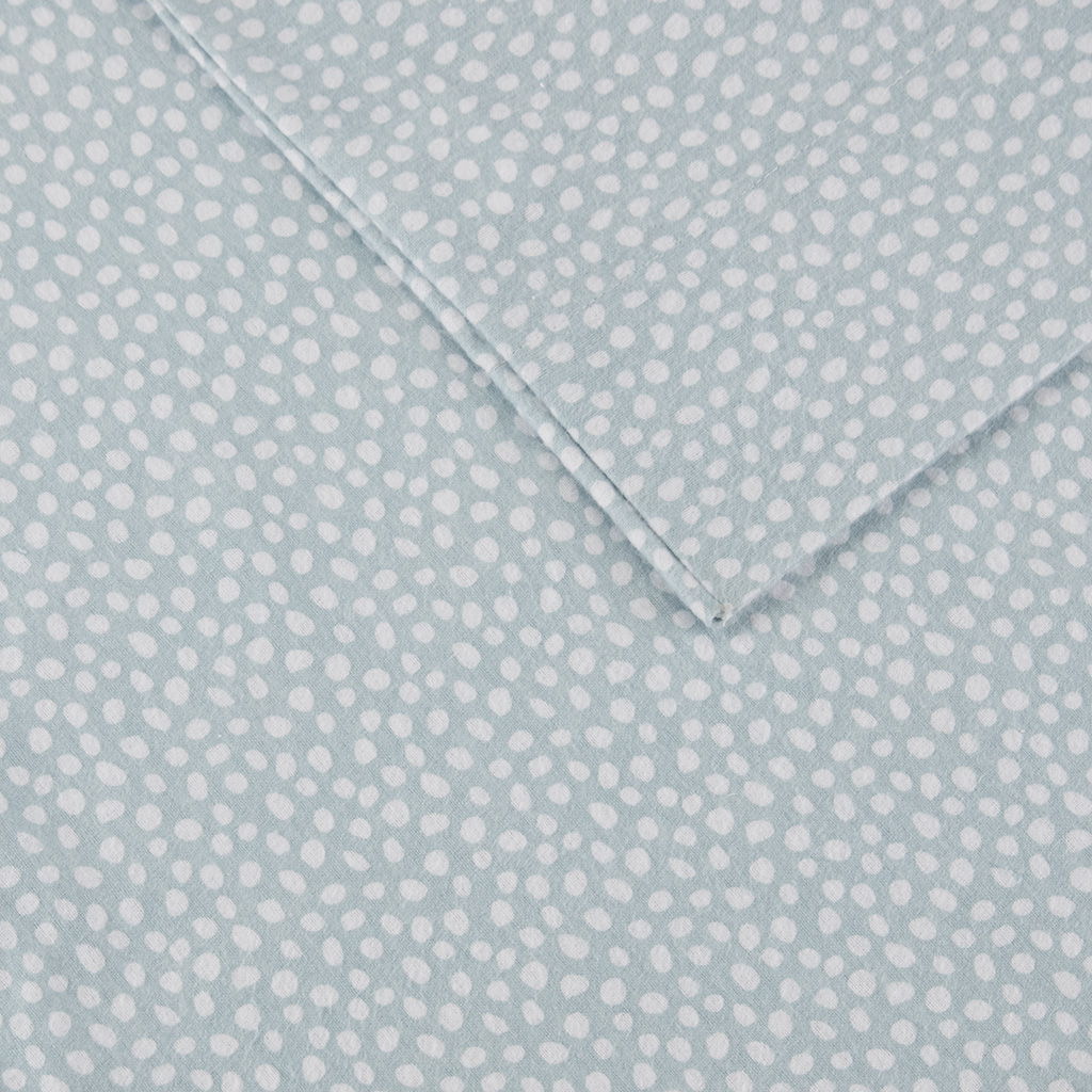 Cozy Flannel - King Printed Sheet Set - Aqua Dots