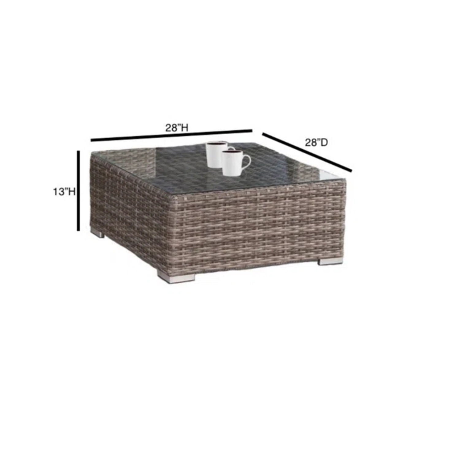 Wicker Seating Group Set With Table And Cushions