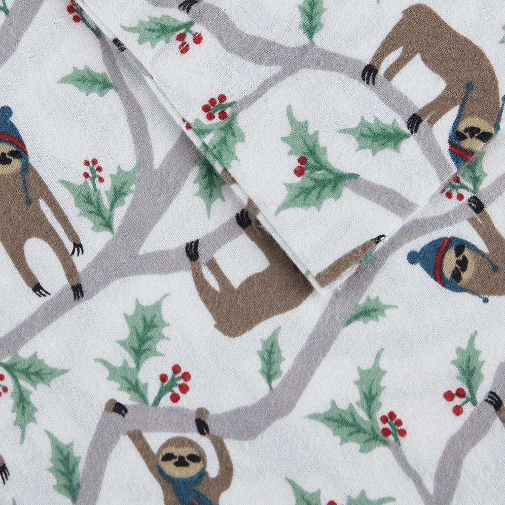 Cozy Flannel - Queen Printed Sheet Set - Multi Sloth