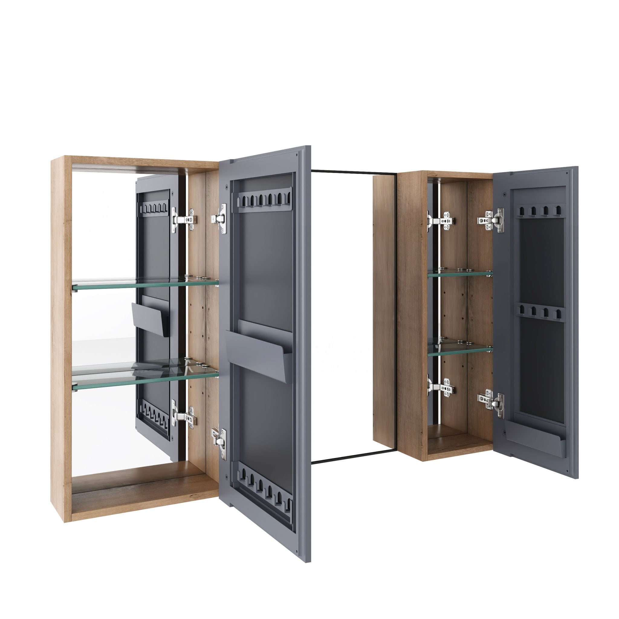 43.3" Wall Mounted Bathroom Cabinet With Adjustable Shelves, Door Storage Cabinet - Imitative Oak