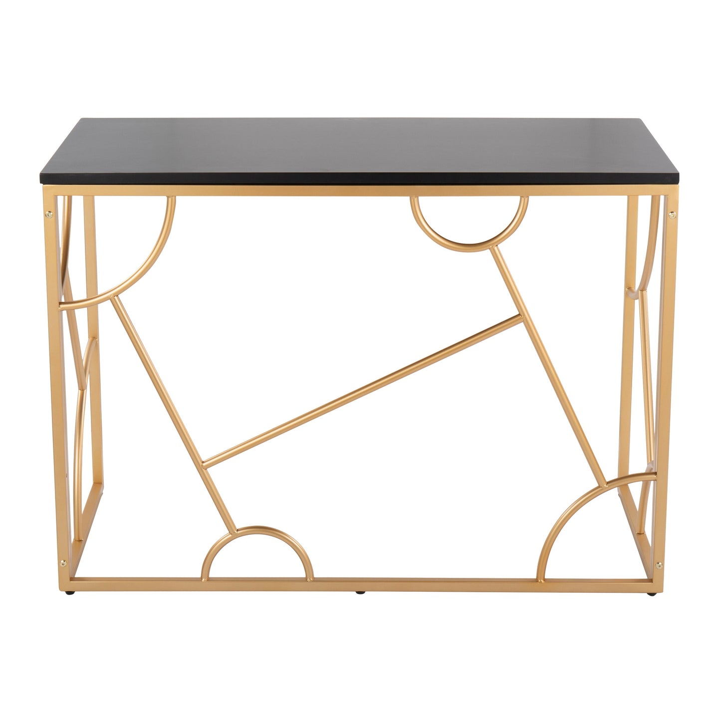 Constellation Contemporary Desk in Gold Metal and Black Wood by LumiSource