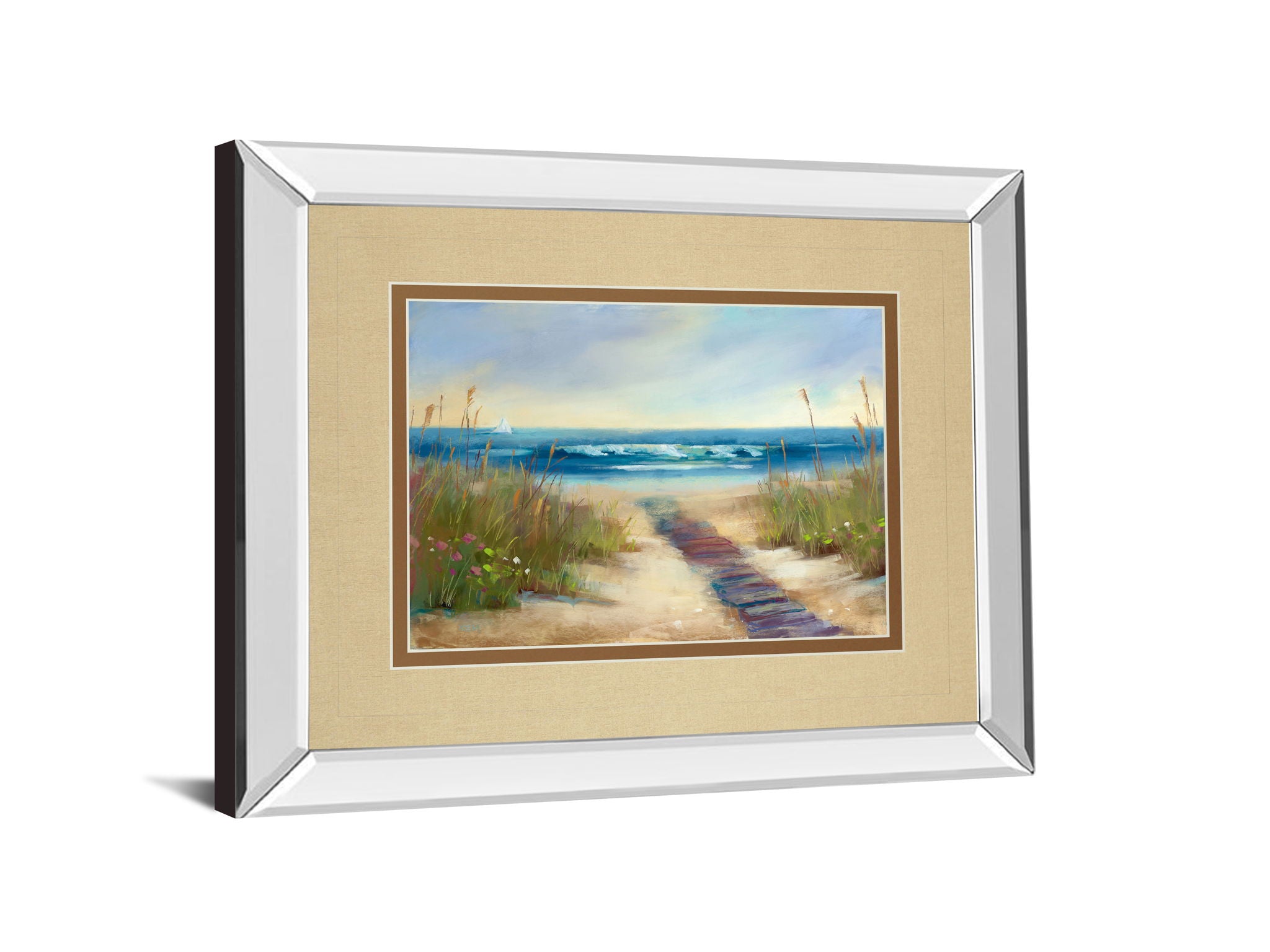 Serenity Il By Karen Marguliss - Mirror Framed Print Wall Art - Beige
