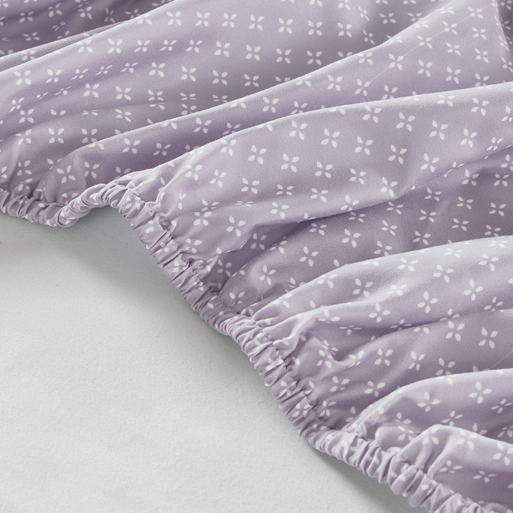 Luna - 7 Piece Queen Floral Comforter Set With Bed Sheets - Taupe