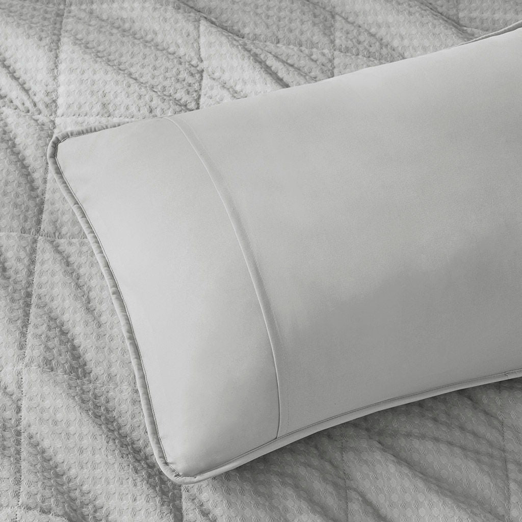 Mina - Twin/Twin Long Waffle Weave Textured Quilt Set - Gray