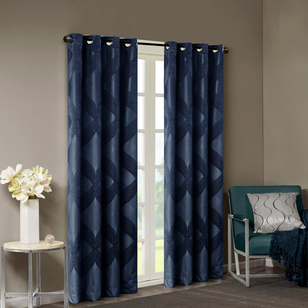 Ogee Knitted Jacquard Total Blackout Curtain Panel