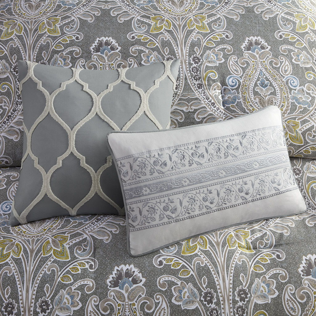 Hallie - California King 6 Piece Comforter Set - Gray