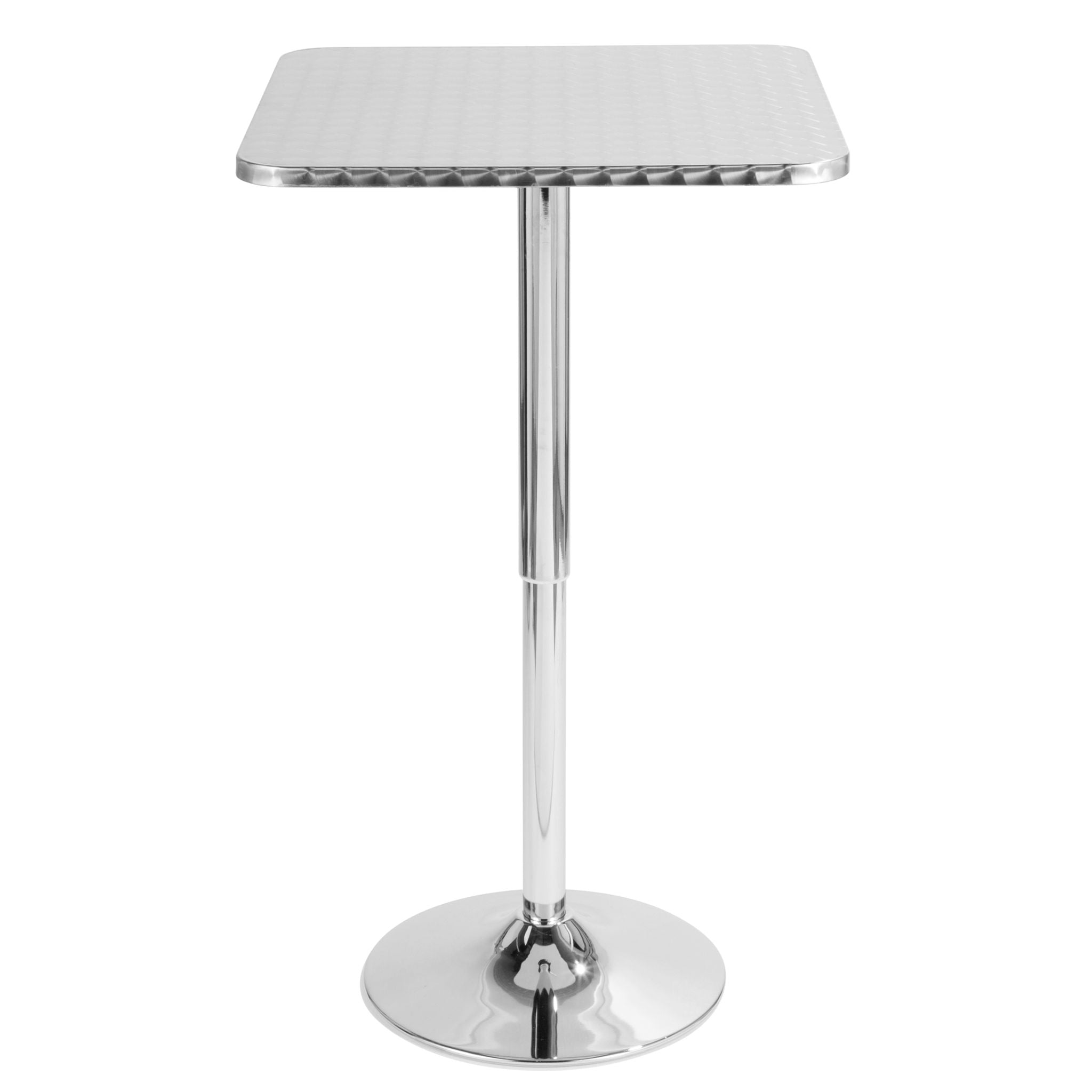 Bistro - Contemporary Adjustable Square Bar Table - Silver