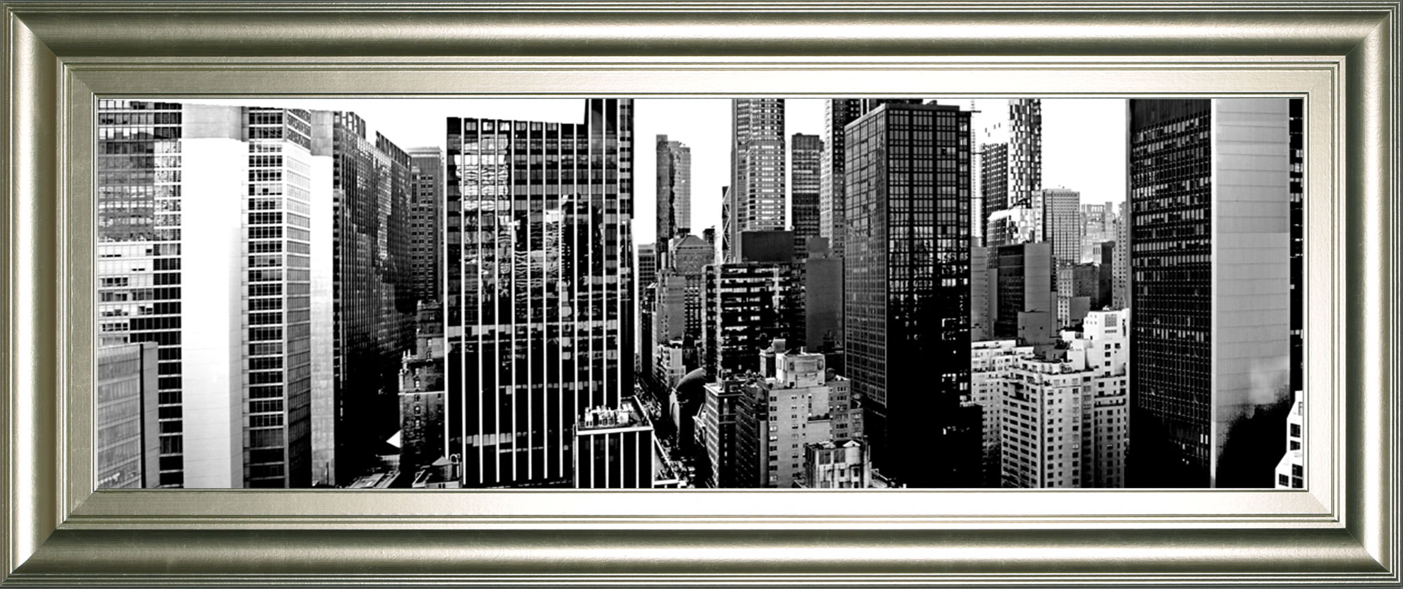 Panorama Of NYC VII By Jeff Pica - Framed Print Wall Art - Dark Gray