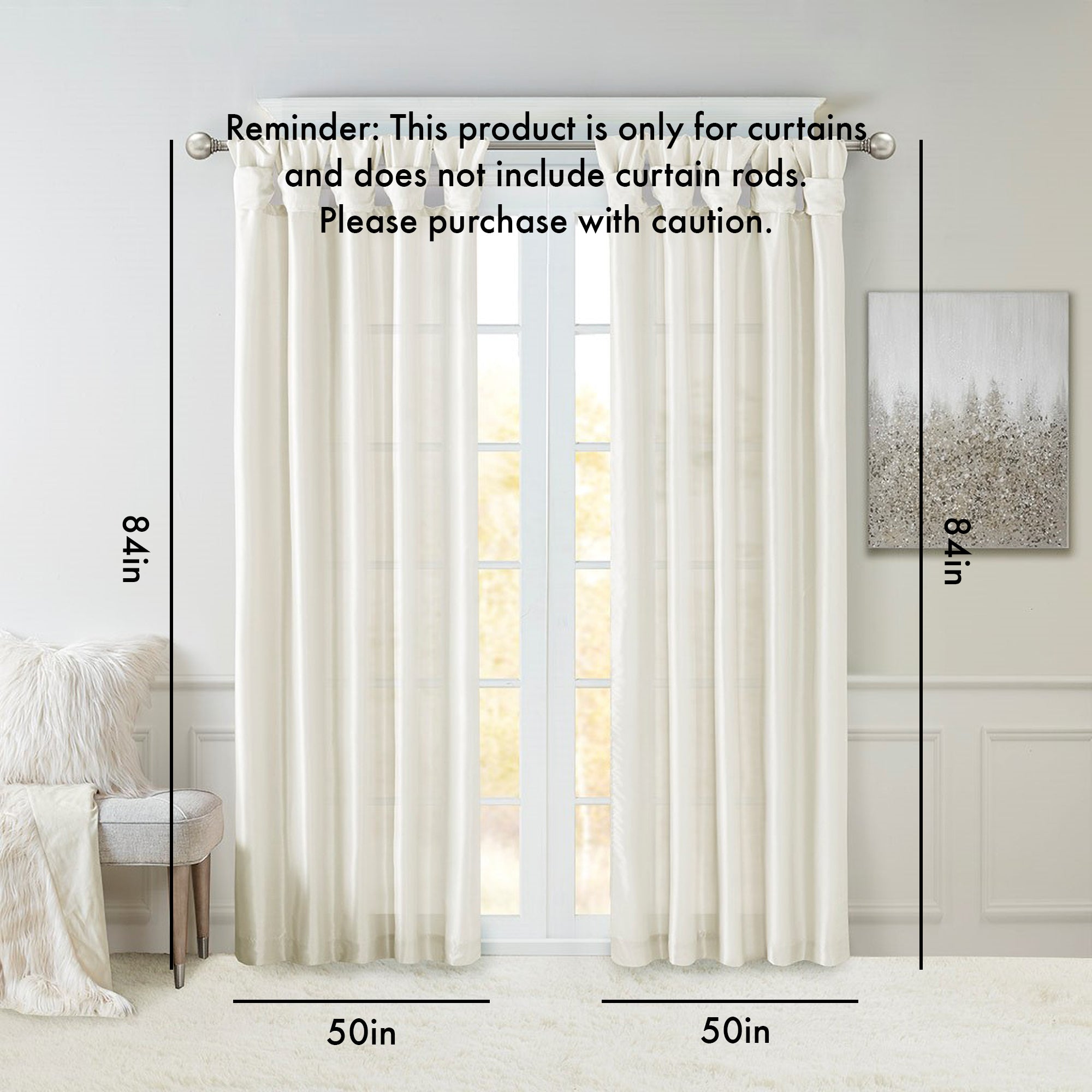 Twist Tab Lined Window Curtain Panel