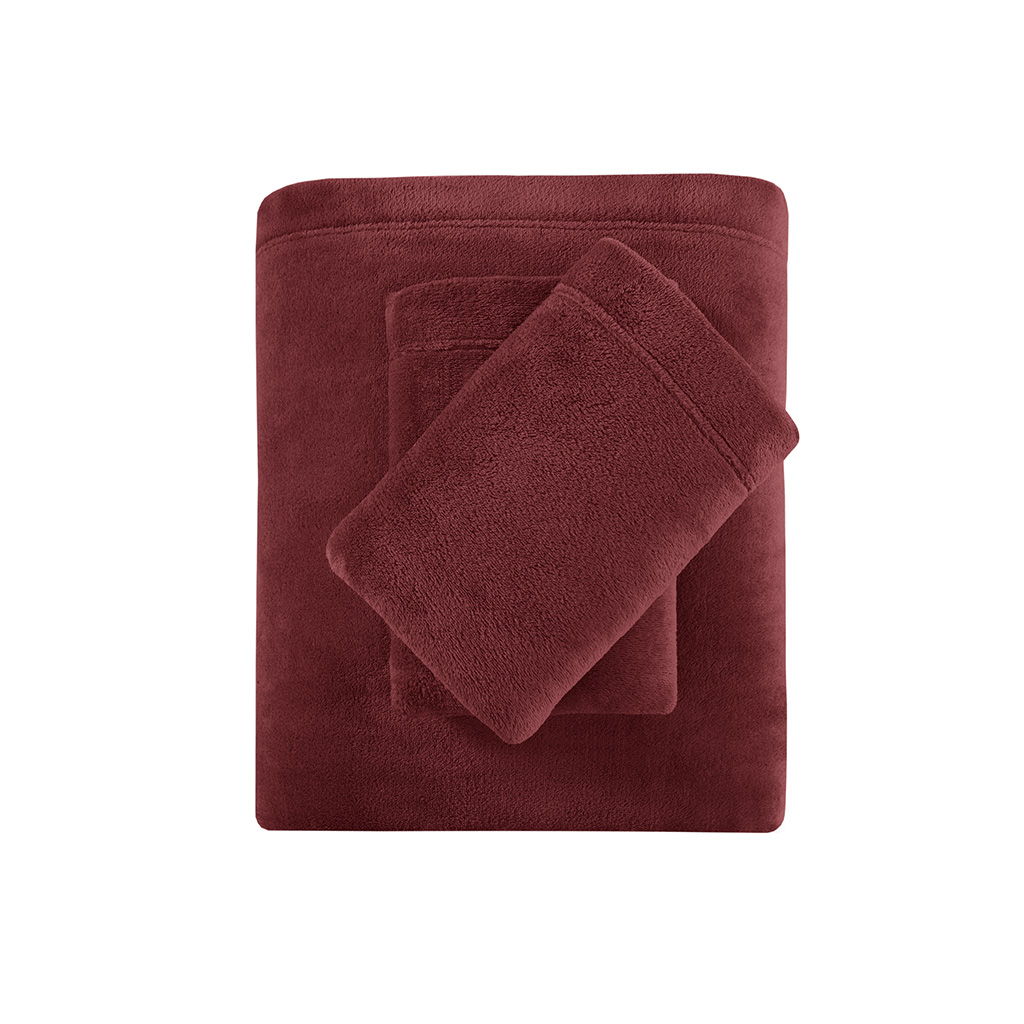 Soloft Plush - 4 Piece Queen Micro Plush Sheet Set - Burgundy