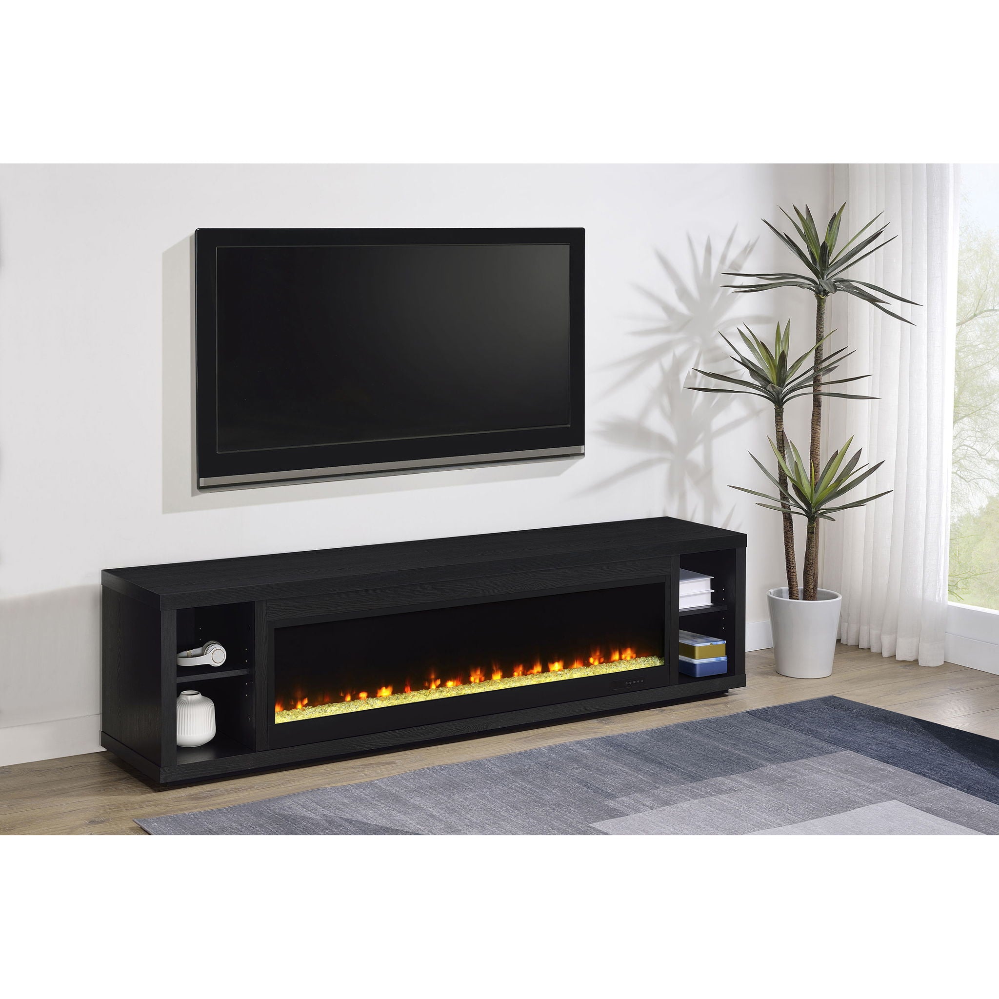 Joselyn - Fireplace TV Stand With Flame Visualizer - Black