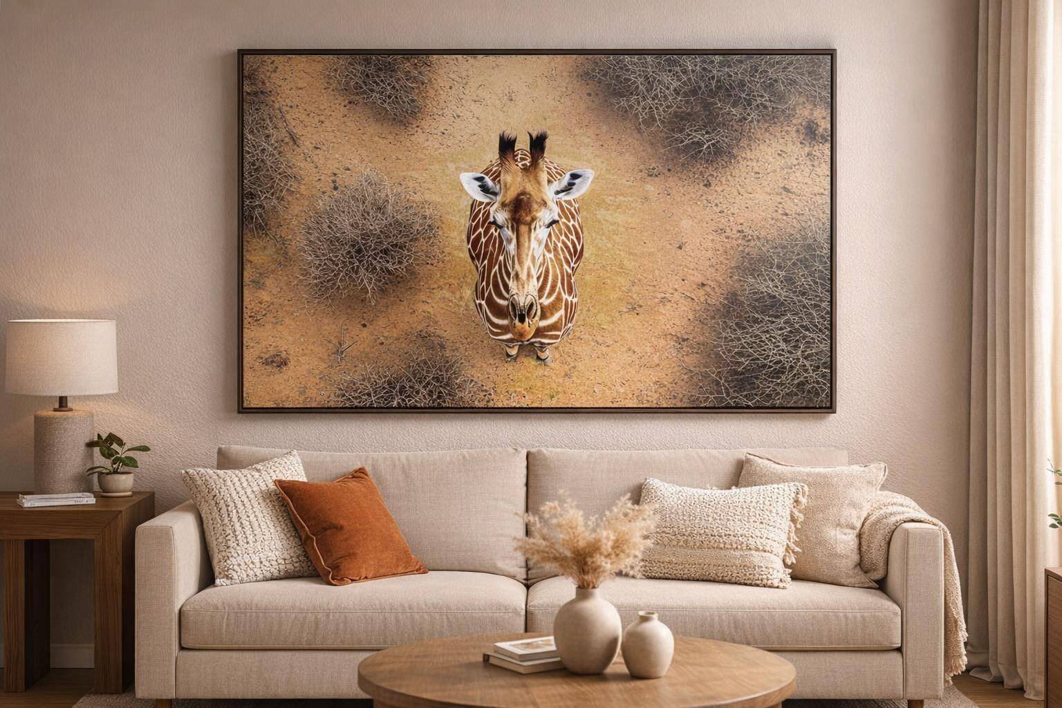 Savanna Gaze Hand-Embellished Canvas In Frame - Brown / Tan