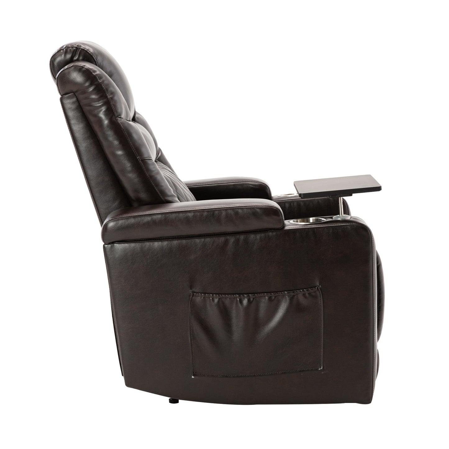 Motion Recliner with USB Charging Port and Hidden Arm Storage, Home Theater Seating with 2 Convenient Cup Holders Design and 360° Swivel Tray Table (old sku: SG000440AAA)