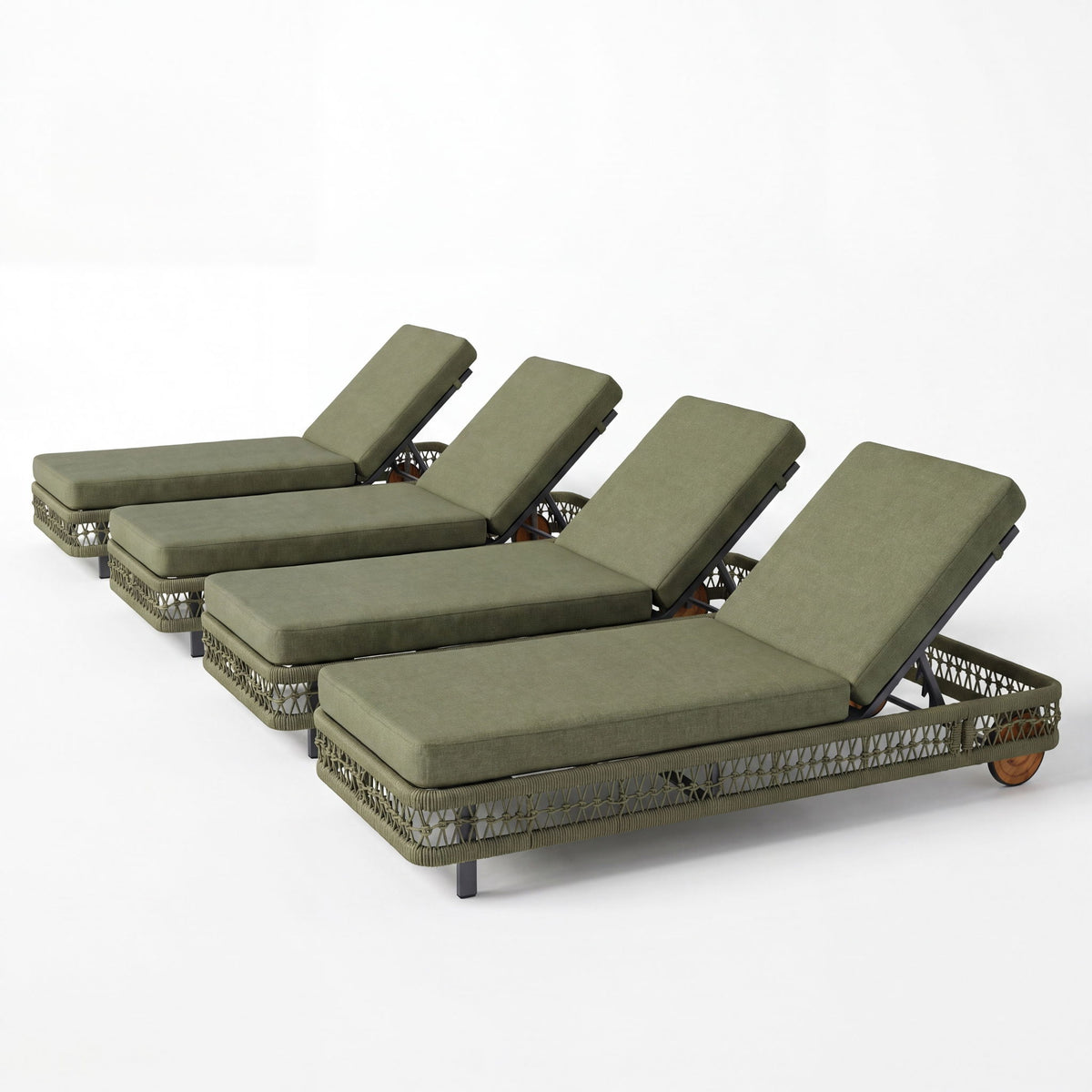 Outdoor Chaise Lounge & Wheels, 5 Position Adjustable Backrest