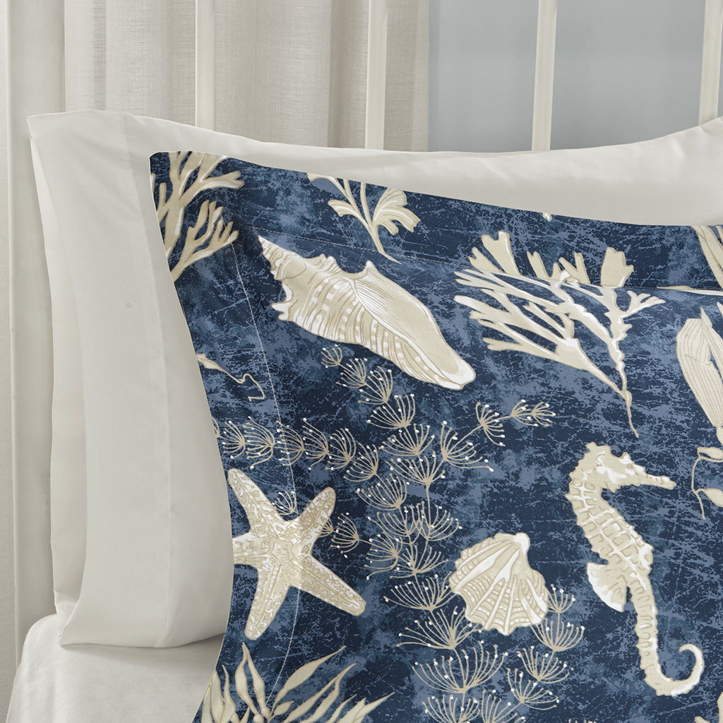 Cape Cod - King 7 Piece Sateen Comforter Set - Blue