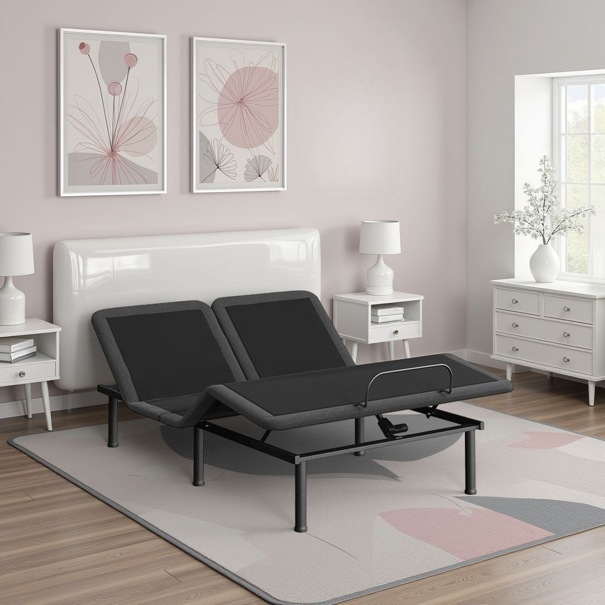 Quick Assembly Adjustable Bed Frame With Voice Activated Controls